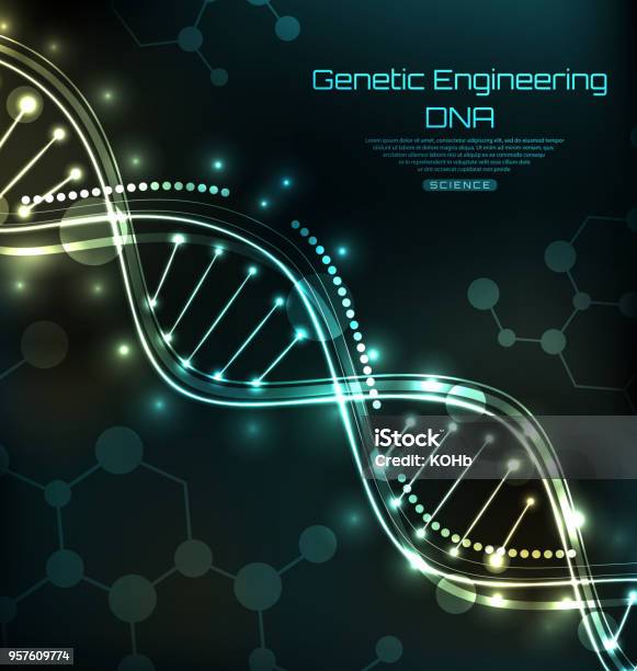 Science Template Wallpaper Or Background With A Dna Molecules Stock  Illustration - Download Image Now - iStock