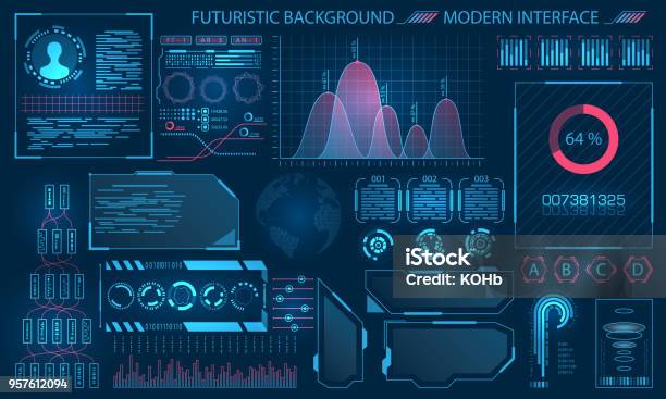 Futuristic Interface Hud Design Infographic Elements Stock Illustration - Download Image Now