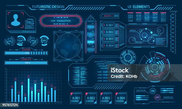 未来の仮想グラフィック ユーザー インターフェイスhud 要素 - テクノロジーのベクターアート素材や画像を多数ご用意 - テクノロジー, 近未来的, GUI