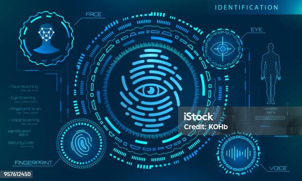 Biometric Identification Personality Scanning Modern Access Control Technology Recognition Stock Illustration - Download Image Now