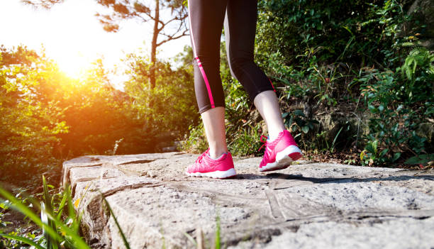 istock Woman feet walking on the footpath 957615858