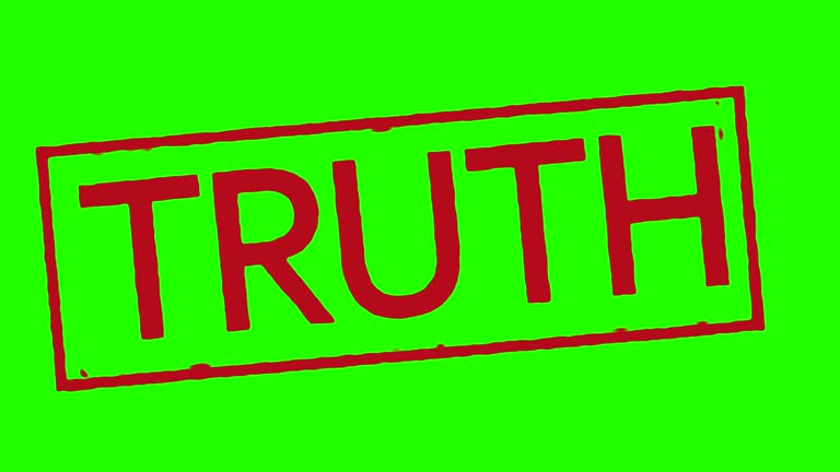 Red truth stamp on green screen white and black