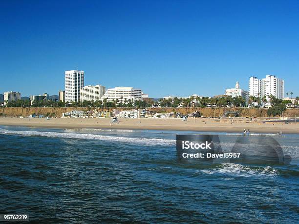Santa Monica Skyline And Beach Stock Photo - Download Image Now - Urban Skyline, Apartment, Beach