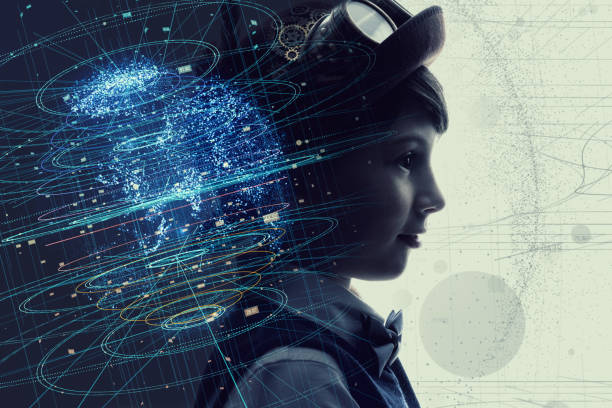 Little child and education concept. AI(Artificial intelligence).