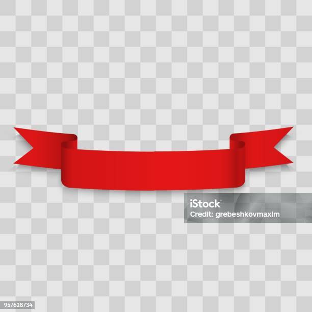 Red Creat Ribbon Realistic Red Ribbon Stock Illustration - Download Image Now - Abstract ...