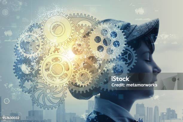 Ai Concept Stock Photo - Download Image Now - Gear - Mechanism, Child, Factory