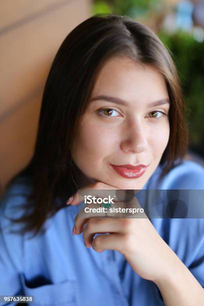 Close Up Portrait Of Beautiful Woman With Everyday Makeup Stock Photo - Download Image Now