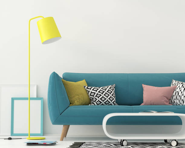 istock Living room with a blue sofa 957636184