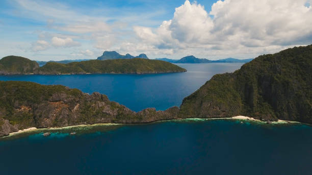 istock Tropical island and sandy beaches, aerial view. El Nido 957641880