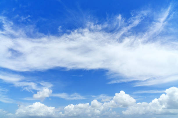 Brushed cirrus clouds against blue sky