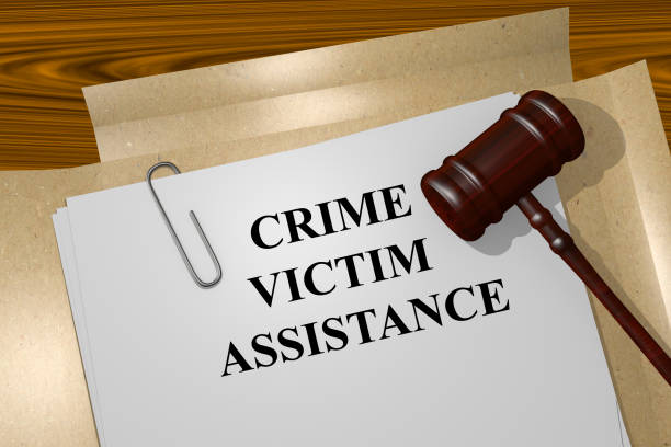 Crime Victim Assistance concept Render illustration of Crime Victim Assistance title on Legal Documents victim advocacy stock pictures, royalty-free photos & images