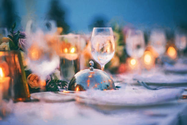 свадебный декор подробности о свадебном приеме - restaurant banquet table wedding reception стоковые фото и изображения