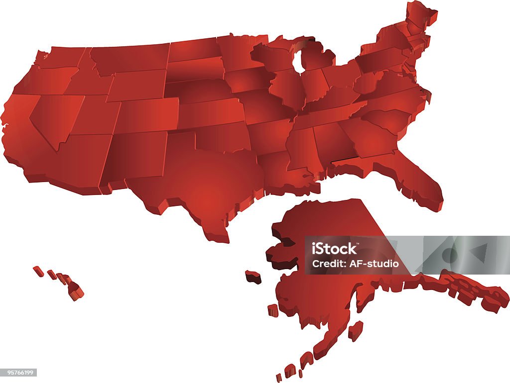 États-Unis carte 3D - clipart vectoriel de Alaska - État américain libre de droits