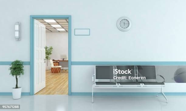 Waiting Bench Outside Of Room Stock Photo - Download Image Now - Doctor's Office, Waiting Room, Hospital