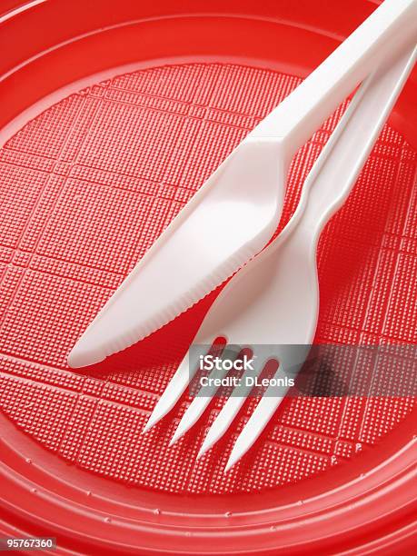 Red Disposable Plate Stock Photo - Download Image Now - Arrangement, Bright, Color Image