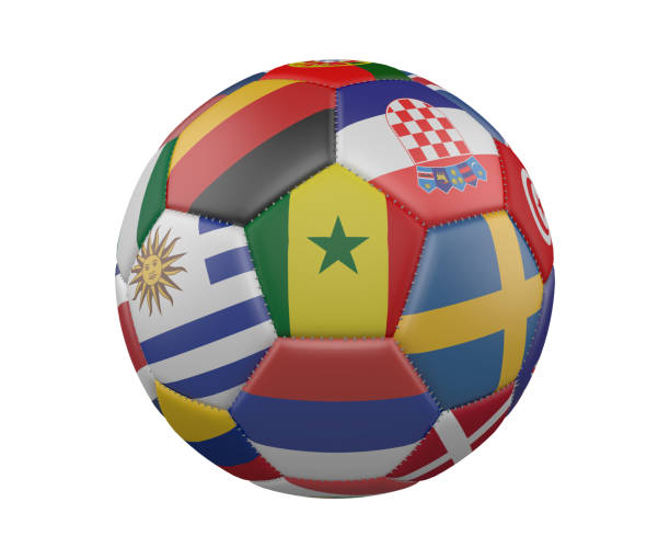istock Soccer Ball with Flags isolated on white background, Senegal in the center, 3d rendering. 957673616
