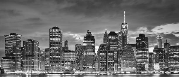istock Manhattan panoramic skyline at night, New York. 957678948