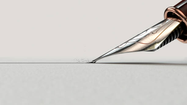 linea di disegno stilografica - luxury pen office supply fountain pen foto e immagini stock