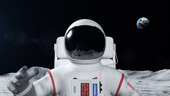 Astronauta en la superficie lunar photo