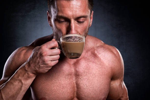hombre fitness atleta - caffeine drink non alcoholic beverage coffee fotografías e imágenes de stock