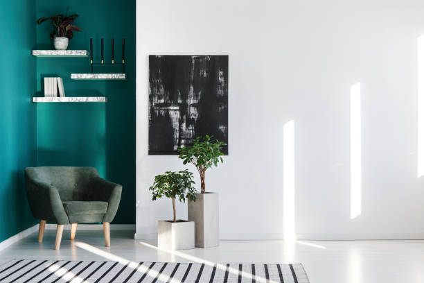 istock Green and white living room 957690672