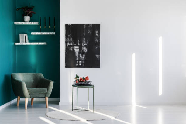 Armchair in white teal interior