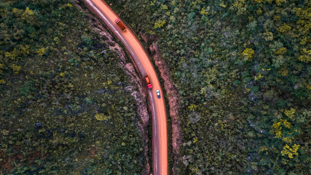 istock country muddy road in mountain view from aerial 957698108
