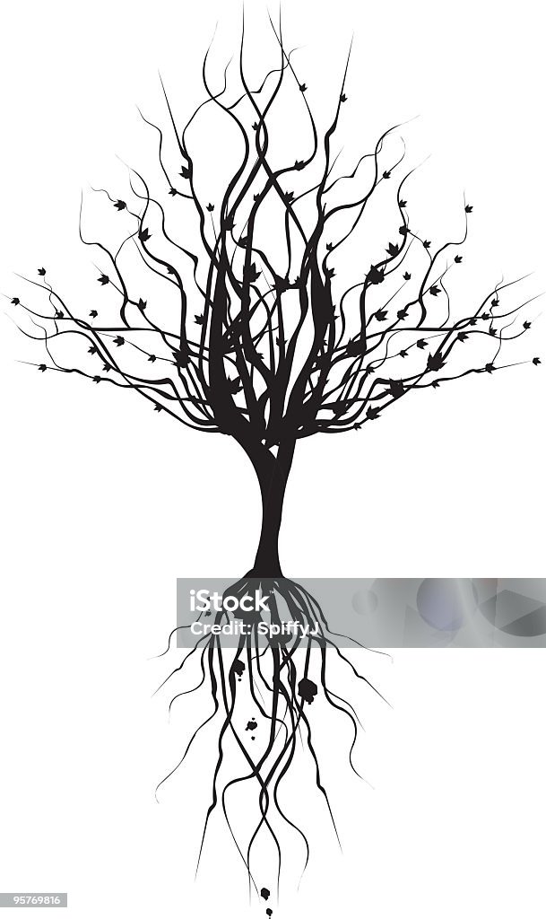 Силуэт дерево и корни - Векторна�я графика Корень роялти-фри