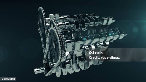 3d Model Of A Working V8 Engine With Lens Flare Stock Photo - Download  Image Now - Engine, Inside Of, 4K Resolution - iStock