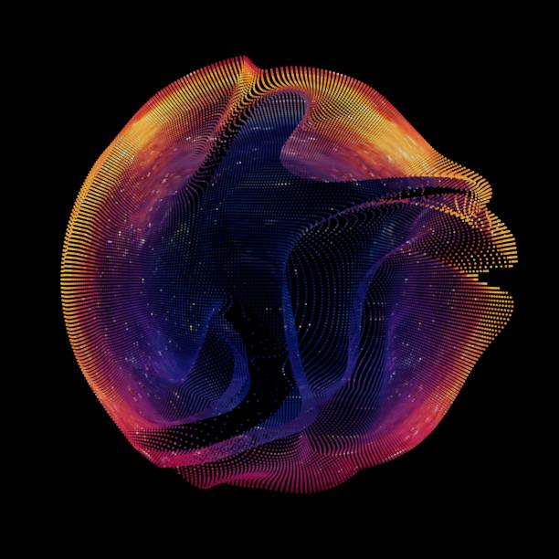 istock Abstract vector colorful mesh on dark background. Futuristic style card. Elegant background for business presentations. Corrupted point sphere. Chaos aesthetics. 957699212