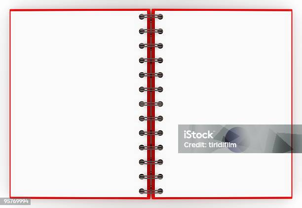 A Red Spiral Notebook Opened Up To A Blank Nonlined Pages Stock