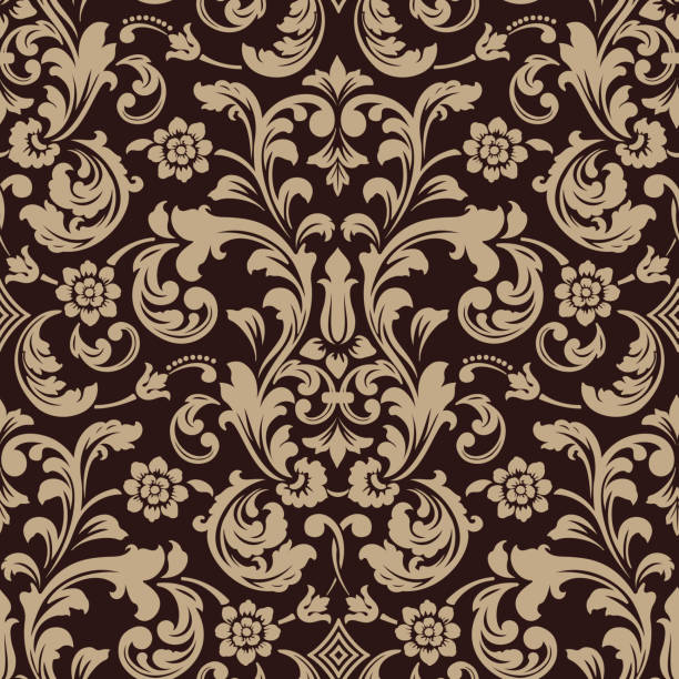 ilustrații de stoc cu vector damask element de model fără sudură. ornament clasic de lux de modă veche damask, textura regală victoriană fără sudură pentru imagini de fundal, textile, ambalaj. rafinat șablon baroc floral. - damask