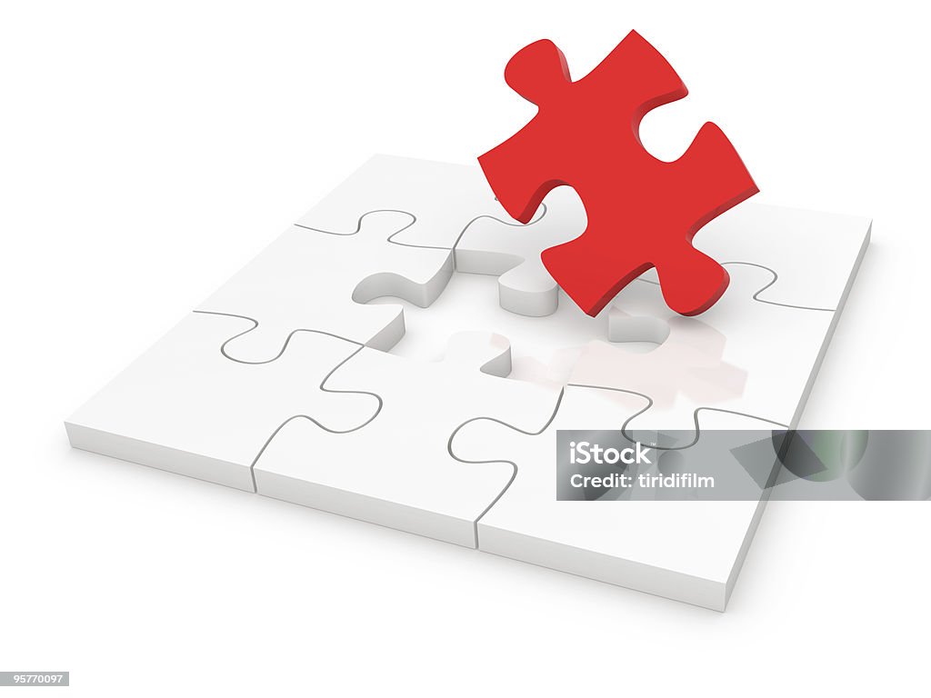 Puzzle concetto-solo bianco, rosso - Foto stock royalty-free di Astratto