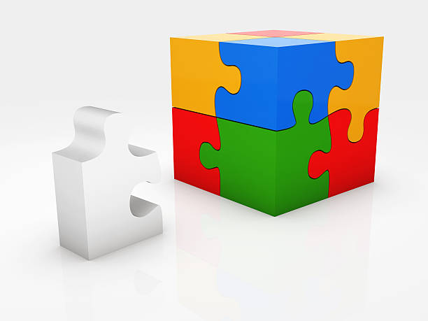 パズルブロック - cube puzzle three dimensional shape block ストックフォトと画像
