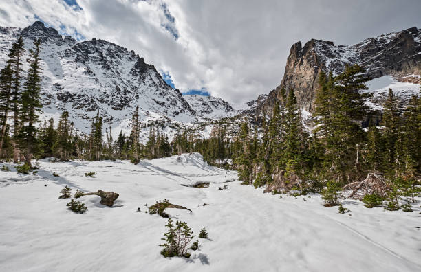 istock Snowy landscape with rocks and mountains 957704002