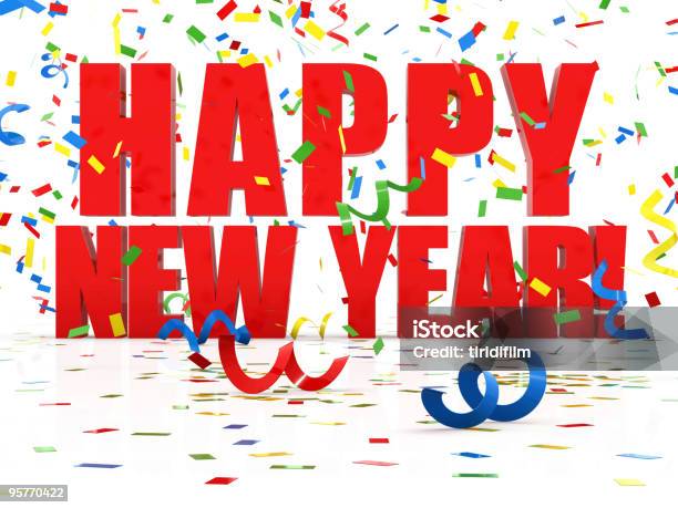 Felice Anno Nuovo - Fotografie stock e altre immagini di Clip art - Clip art, Gennaio, Coriandoli