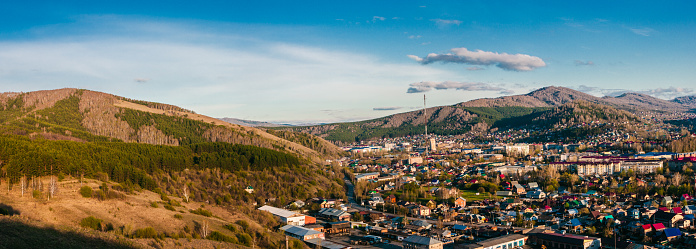 Panorama of the mountain city. Gorno-Altaisk. Altai