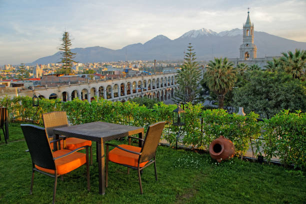 Arequipa Sunrise from the City Arequipa Sunrise from the City with the Mountains in the Backround arequipa province stock pictures, royalty-free photos & images
