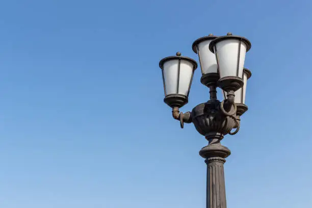Characteristic streetlight of the city of Bari, city in the south of Italy.