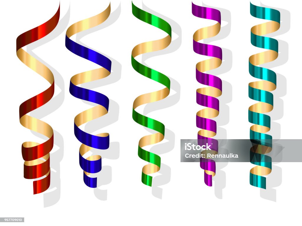 Vector Party Streamers Stock Illustration - Download Image Now -  Anniversary, Birthday, Birthday Present - iStock