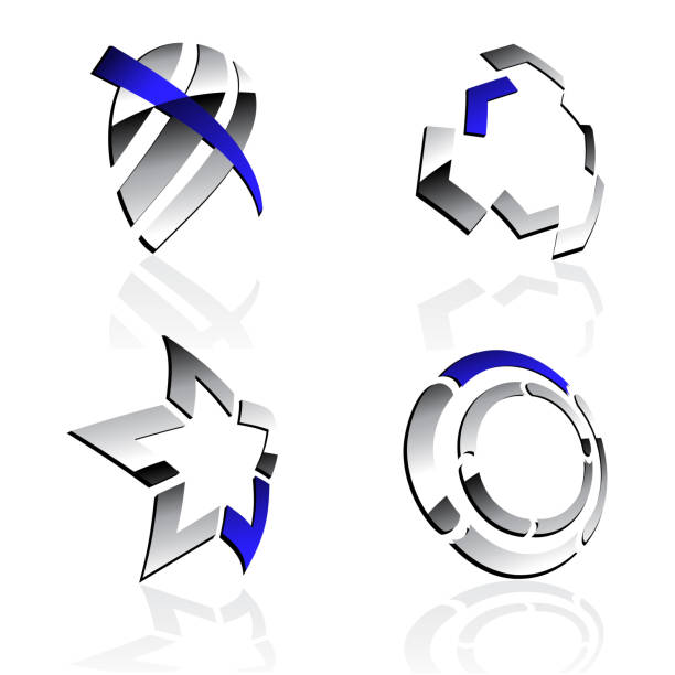 illustrazioni stock, clip art, cartoni animati e icone di tendenza di simboli vettoriali 3d - symbol star shape computer icon silver