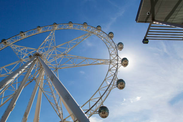 Melbourne, Australia: April 07, 2018: The Melbourne Star is a giant Ferris wheel in the Waterfront City precinct in the Docklands District of Melbourne. It is an iconic landmark and tourist attraction.