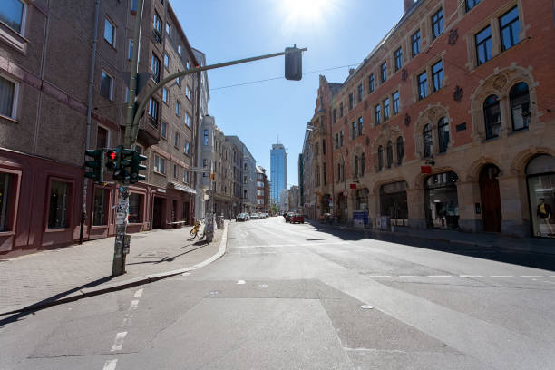 Downtown street in Berlin Mitte on a sunny spring day