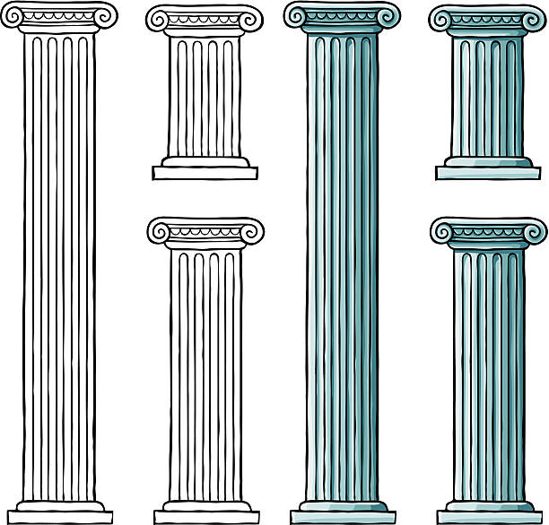 ilustraciones, imágenes clip art, dibujos animados e iconos de stock de las columnas iónica - temple classical greek greek culture architecture