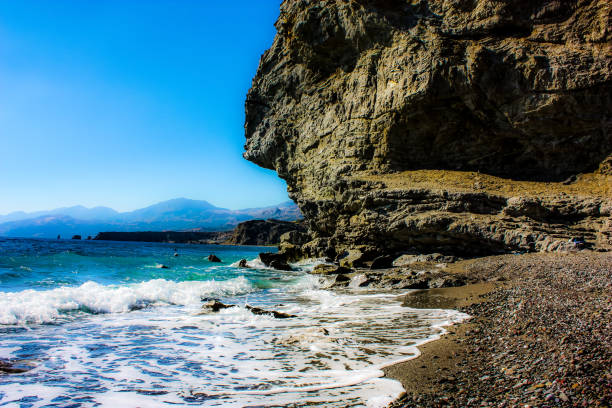 View of the sea and coastline of Crete island