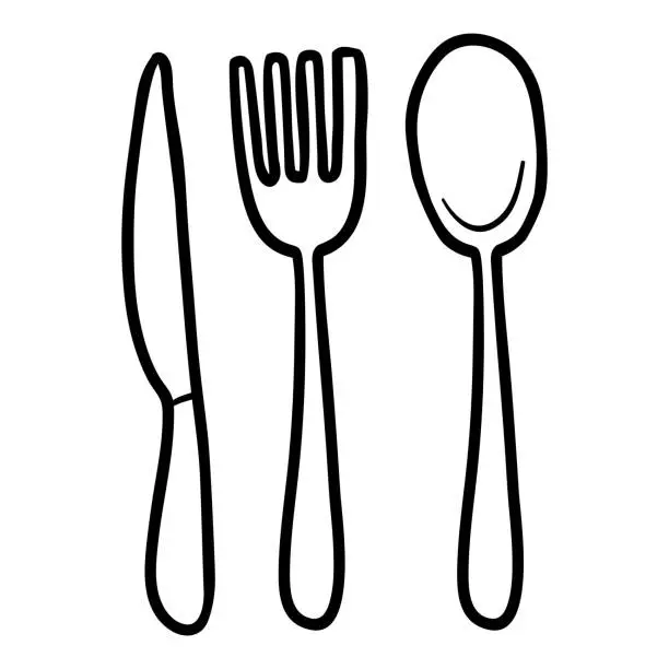 Vector illustration of Coloring book, Cutlery