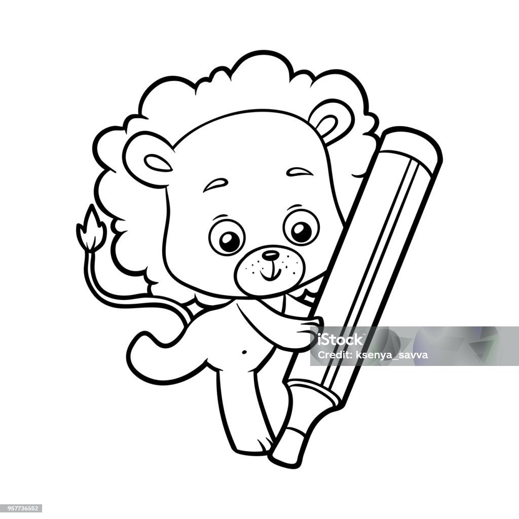 Coloring book, Lion Coloring book for children, Lion Africa stock vector