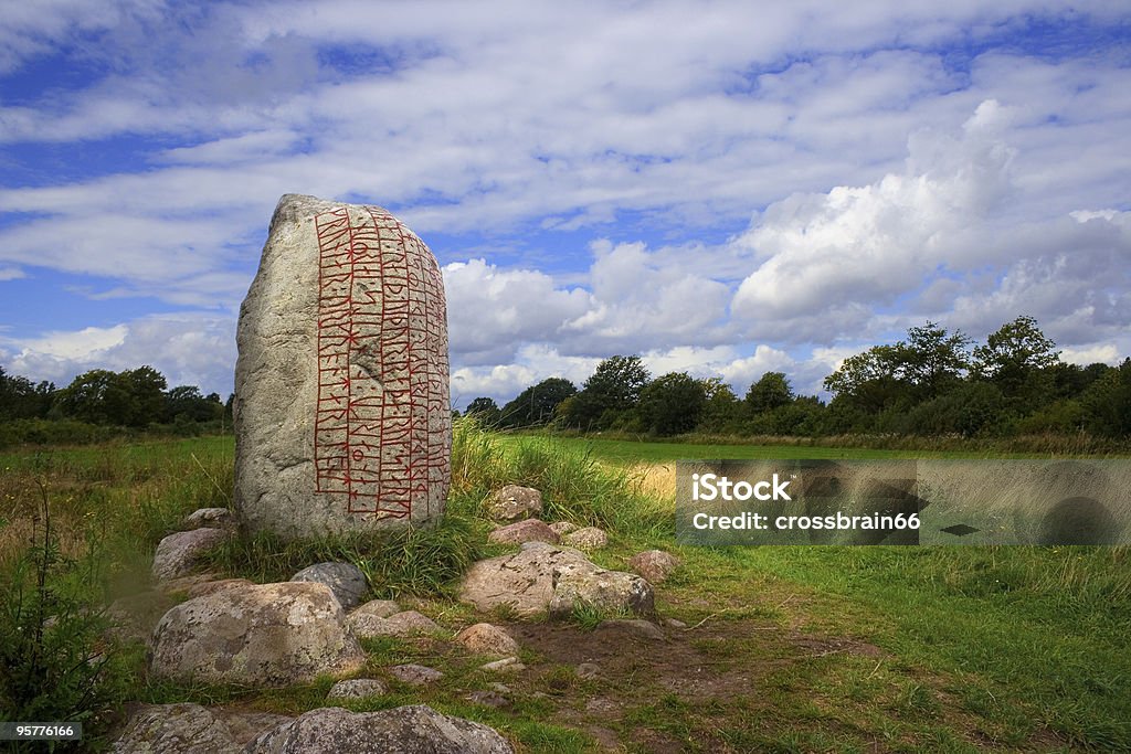 Runestone - Oland, Sweden  Runes Stock Photo