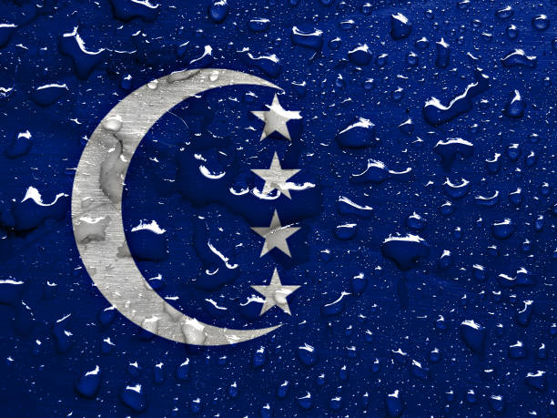 flag of Grande Comore with rain drops
