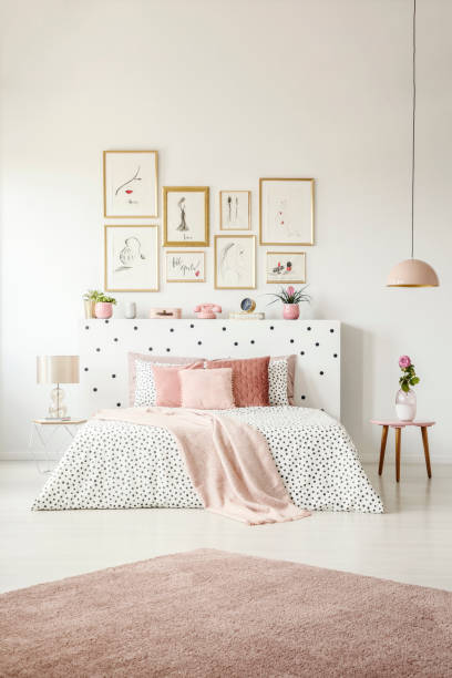 Woman's pink bedroom interior
